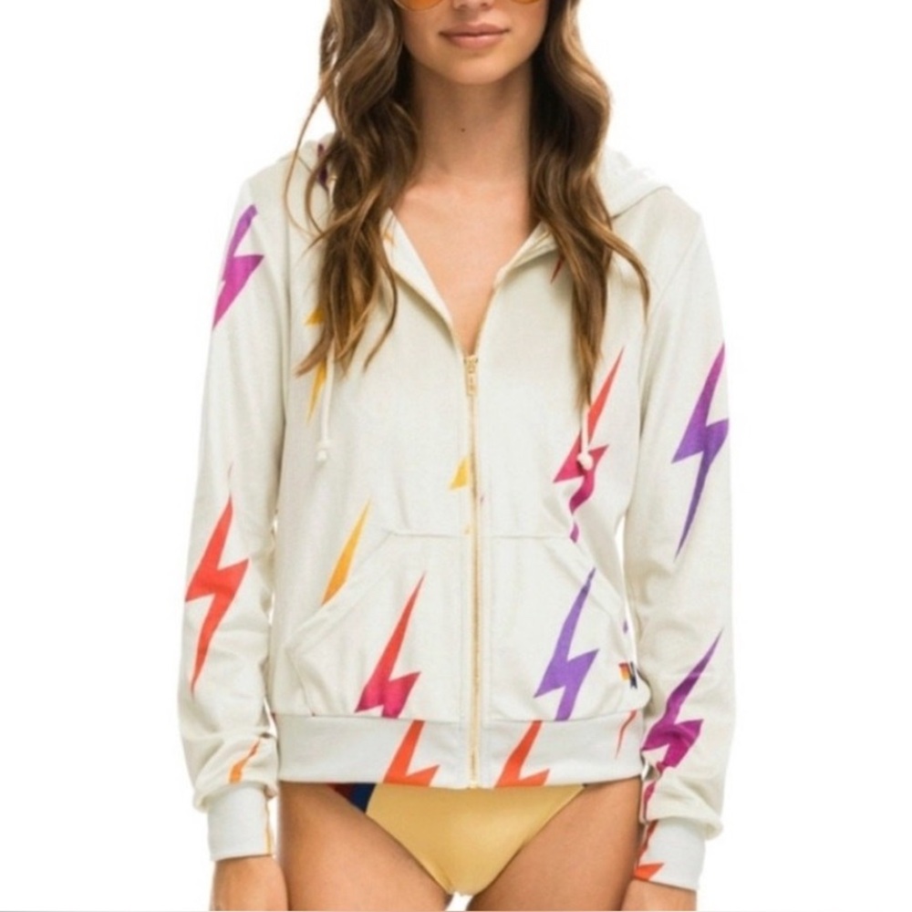 Aviator Nation Bolt Velvet Zip Hoodie